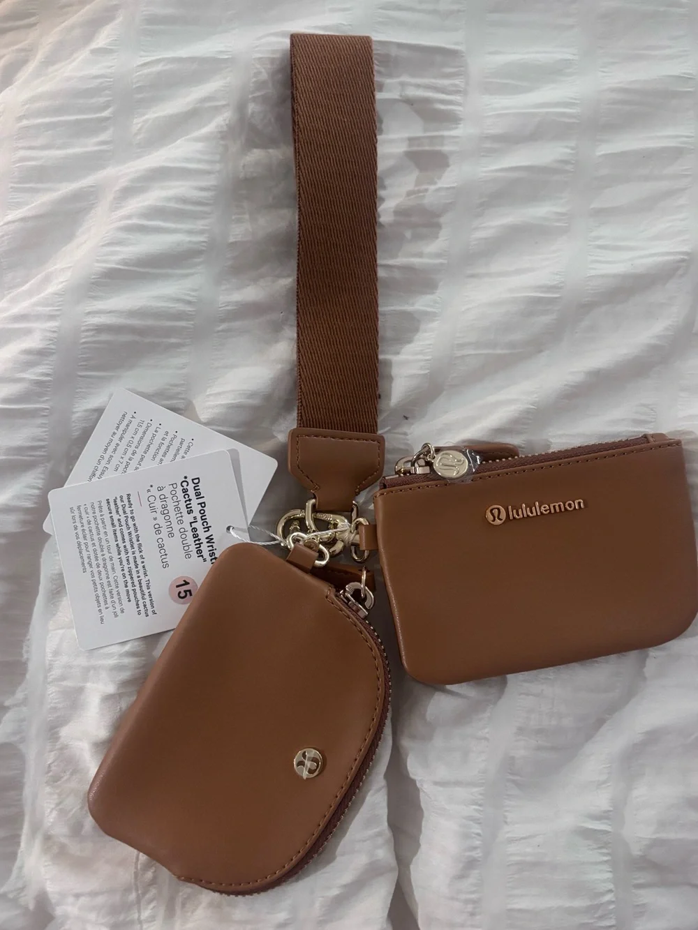 Lululemon Dual Pouch Wristlet - Cactus Leather